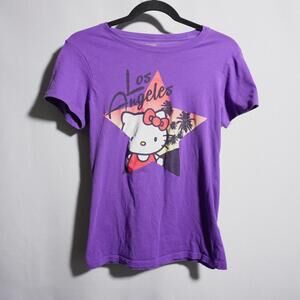 Hello Kitty x Mighty Fine Los Angeles LA Purple Star Palm Tree T Shirt Juniors M